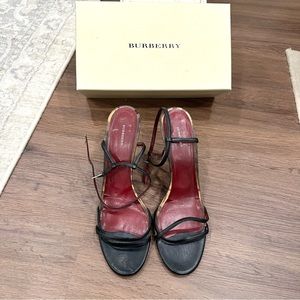 💯 Authentic Burberry Strappy Kitten Slingback Heels Vintage Y2K *POOR CONDITION